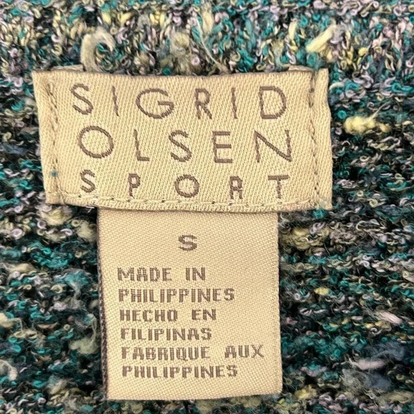 Sigrid Olsen Aqua Blue Marl Tunic Length Cardigan Sweater Size Small - Picture 3 of 8